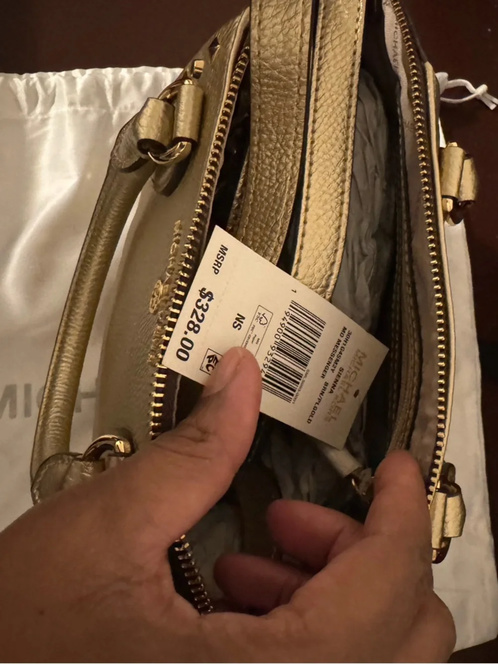 Michael Kors Gold and Brown Logo Satchel - Picture 7 of 7